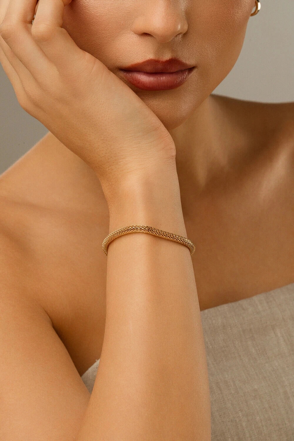 Foto Pulseira Malha Dourada
