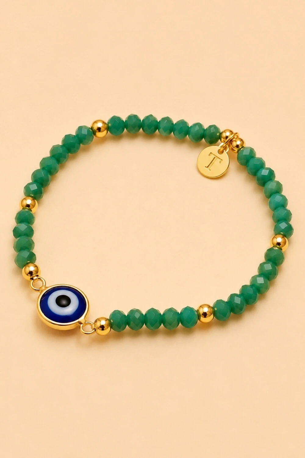 Foto Pulseira Olho Grego Proteção Banho Ouro 18K