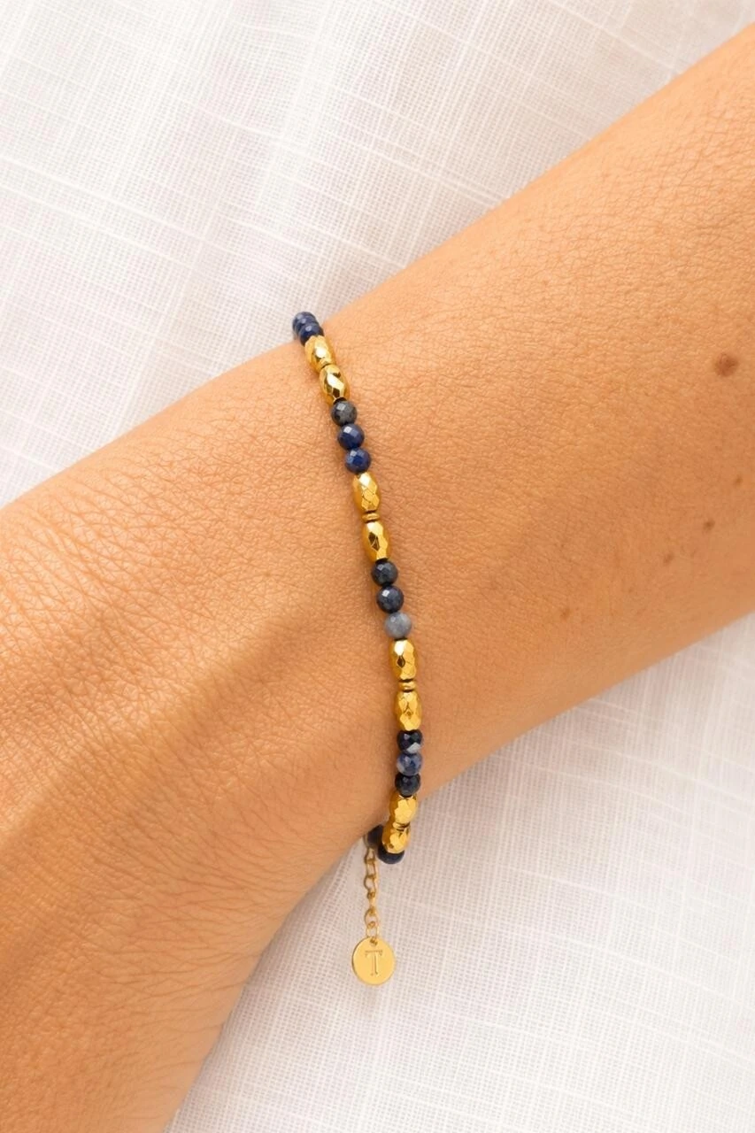 Foto Pulseira Sodalita Blue Banho Ouro 18K