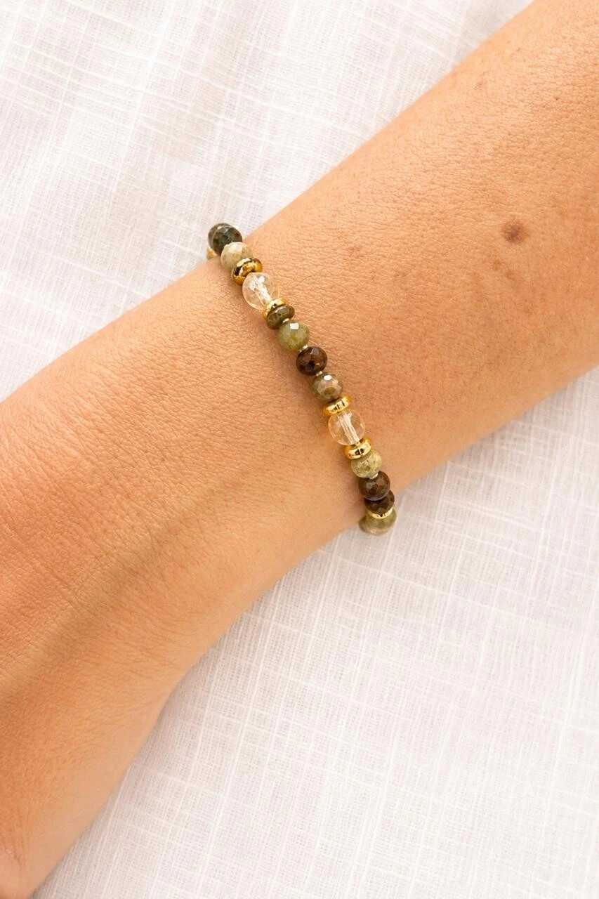 Foto Pulseira Mix Pedras Banho Ouro 18K