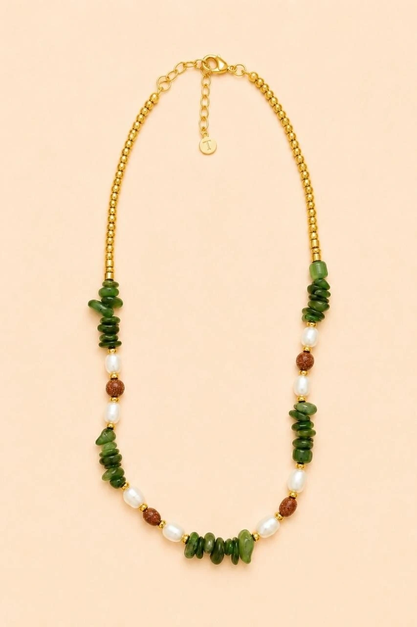 Foto Colar Eden Jade Verde Banho Ouro 18K