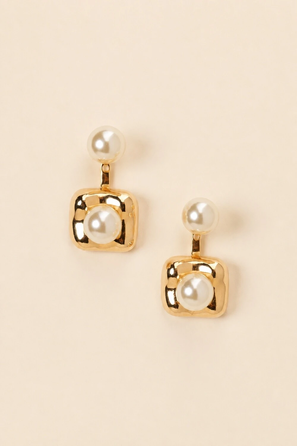 Foto Brinco Pérola Duplo Banho Ouro 18K