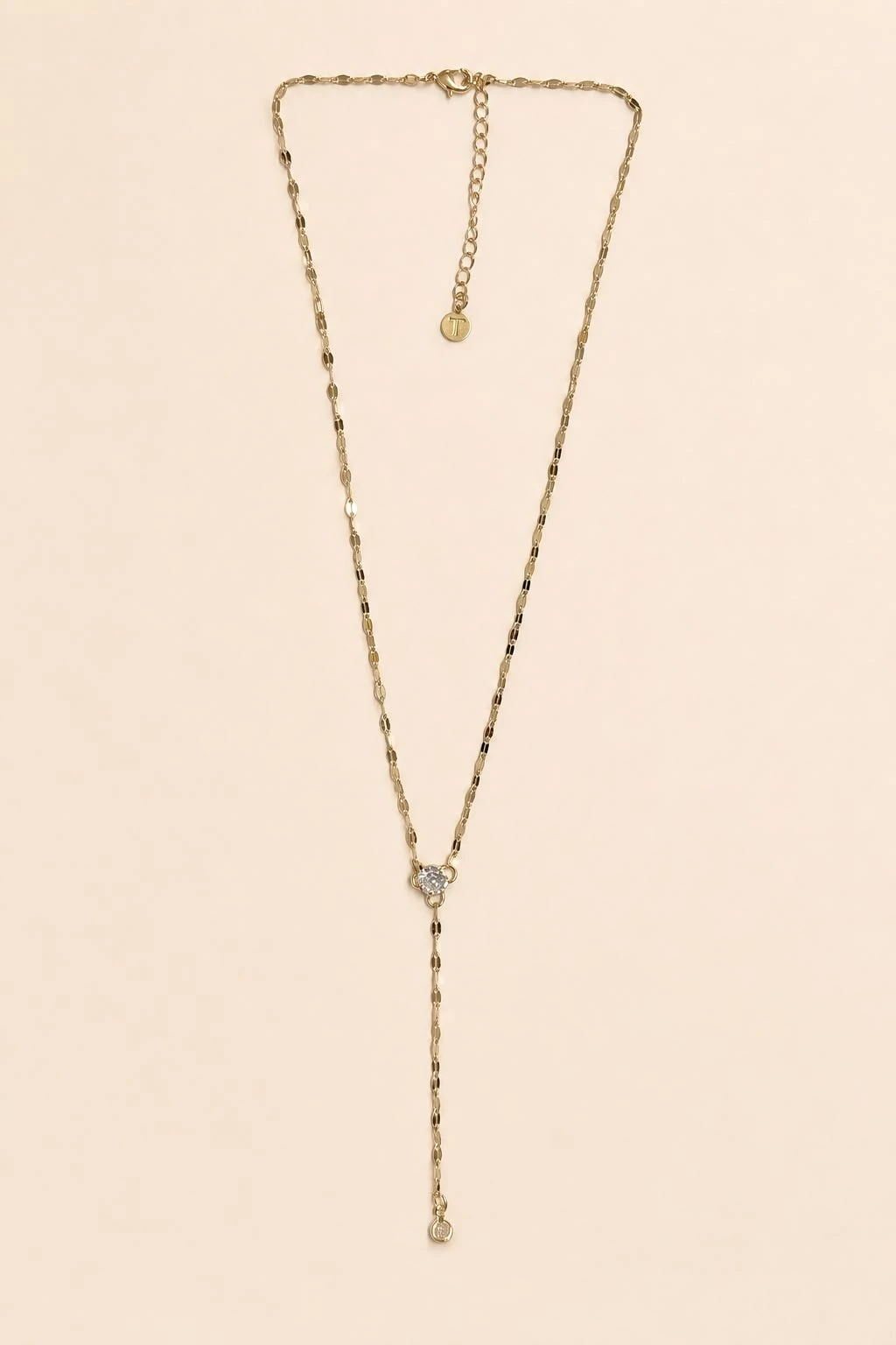 Foto Colar Gravata Zircônia Cristal banho Ouro 18K