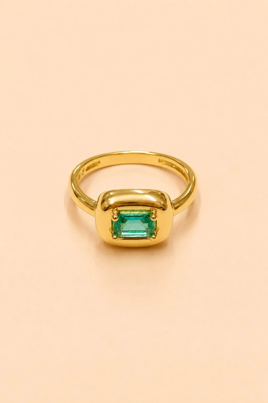Foto Anel Cubo Turmalina Banho Ouro 18K