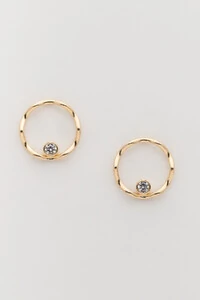 Brinco Aro Orgânico Zircônia Banho Ouro 18K
