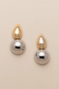 Brinco Alva Duo Color Gota Esfera