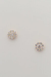 Brinco Flor Zircônia Banho Ouro 18K