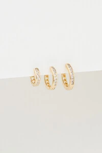 Brinco Trio Argola Zircônia Banho Ouro 18K