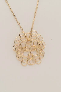 Colar Dourado Longo Círculos Vazado