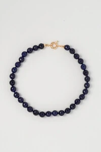 Colar Jade Azul Nautic Banho Ouro 18K