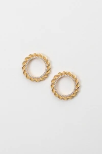 Brinco Aro Cordão Baiano Zircônia Banho Ouro 18K
