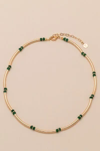 Colar Choker Dourado Gaia Jade Verde