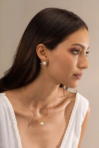 Colar Caranguejo Pérola Natural Banho Ouro 18k