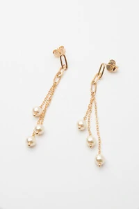 Brinco Dourado Elos com Pérolas