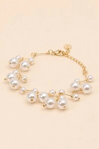 Pulseira Dourada Pérola Zig Zag