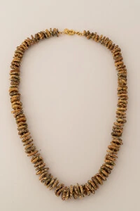Colar Boho Disco Jasper Banho Ouro 18K