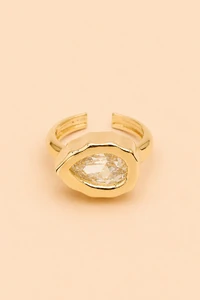 Anel Dourado Dedinho Gota Zircônia