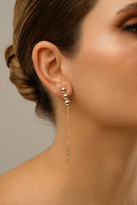 Brinco Dourado Trio Bolas Fios