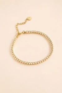 Pulseira Zircônia Navete Dourada