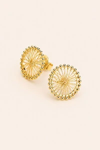 Brinco Pizza Com Bolinhas Banho Ouro 18k