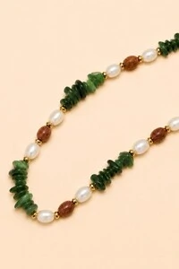 Colar Eden Jade Verde Banho Ouro 18K