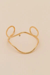 Pulseira Dourada Alva Ondas Ponto De Luz