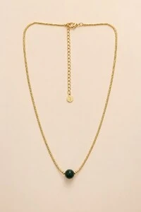 Colar Dourado Biarritz Canutilhos Jade Verde