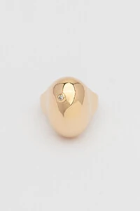 Anel Dourado Dedinho Bean Ponto Zircônia