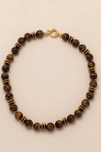 Colar Vereda Olho de Tigre Banho Ouro 18K