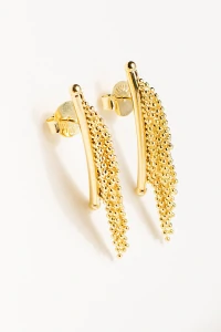 Brinco Dourado Palito Com Franja