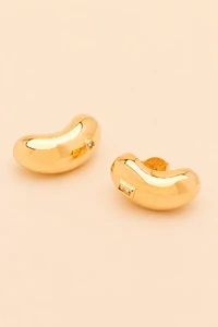 Brinco Dourado Bean Ponto Zircônia