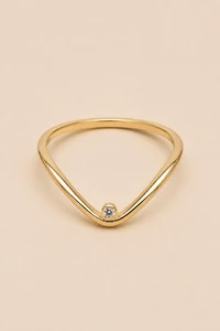 Anel V Ponto Zircônia Banho Ouro 18K