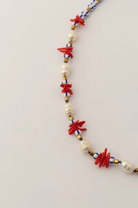 Colar Pérola Natural Palito Coral Fishermen’s Banho Ouro 18K
