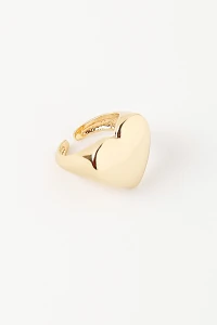 Anel Coração Liso Banho Ouro 18K