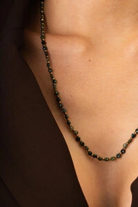 Colar Dawn Jasper Jade Oceano Banho Ouro 18K