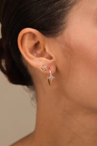 Brinco Argola Estrela Zircônia Banho Ouro 18k