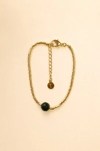 Pulseira Dourada Biarritz Canutilhos Jade Verde