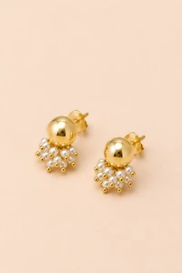Brinco Dourado Cacho Perolinhas