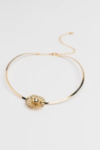 Colar Choker Dourado Aro Girassol