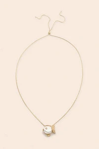Colar Regulável Peixe Pérola Natural Banho Ouro 18K