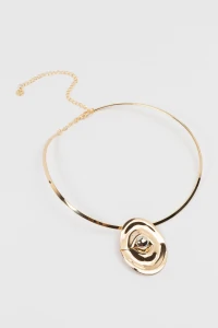 Colar Dourado Aro Placa Orgânica