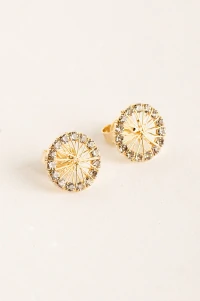 Brinco Pizza P Aramado Strass Dourado