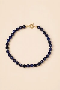 Colar Jade Azul Nautic Banho Ouro 18K