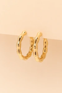 Brinco Dourado Argola Bambu
