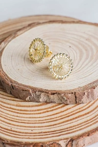 Brinco Pizza Com Bolinhas Banho Ouro 18k