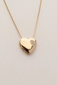 Colar Coração Liso Mini Coração Zircônia