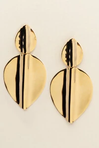 Brinco Dourado Folha Dupla