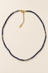 Colar Choker Degrade Sodalita Blue Banho Ouro 18K