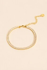 Pulseira Riviera Zircônia Baguete Dourada
