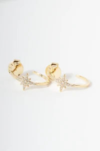 Brinco Argola Estrela Zircônia Banho Ouro 18k